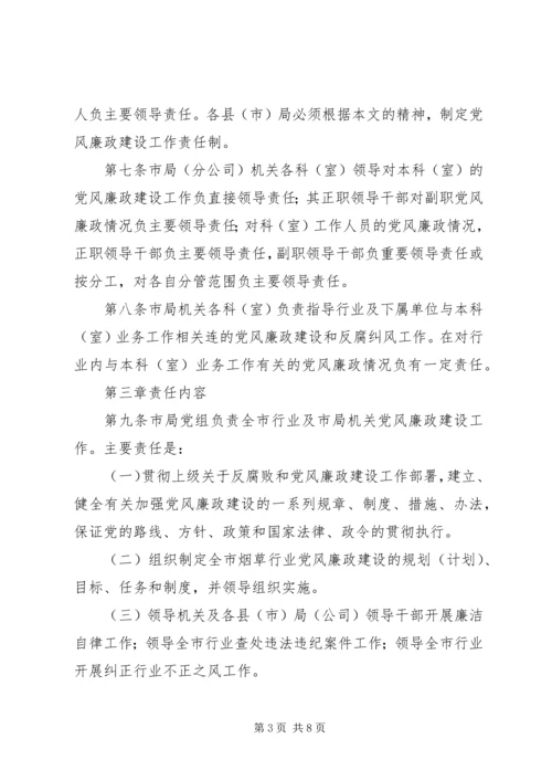 市烟草专卖局党组关于建立党风廉政建设责任制的实施意见.docx