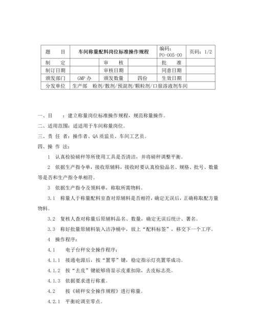 GMP车间岗位统一标准操作作业规程.docx