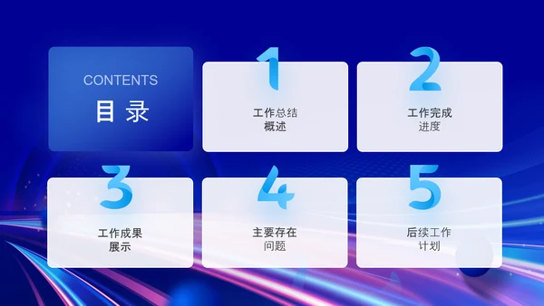 蓝色科技风工作总结工作汇报演讲终报告PPT