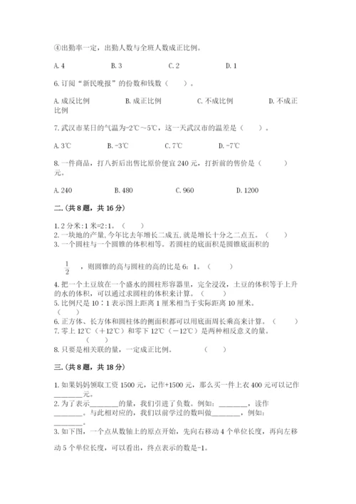 河南省平顶山市六年级下册数学期末测试卷附参考答案（精练）.docx