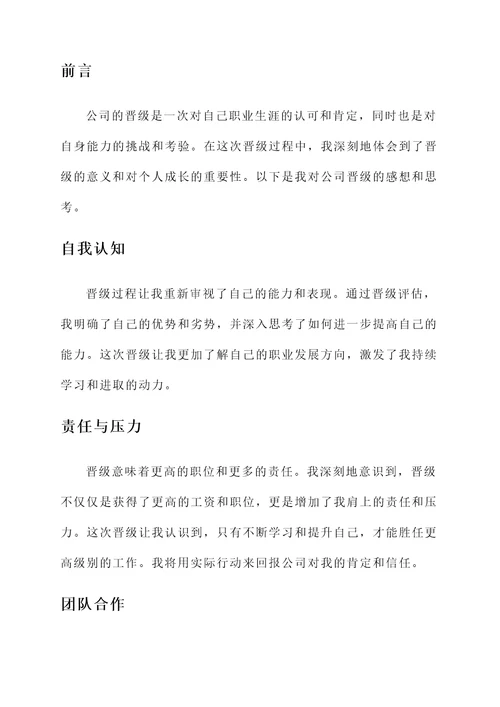 公司晋级感想