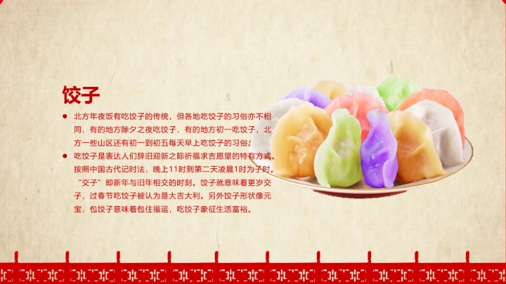 剪纸风春节习俗文化介绍PPT模板