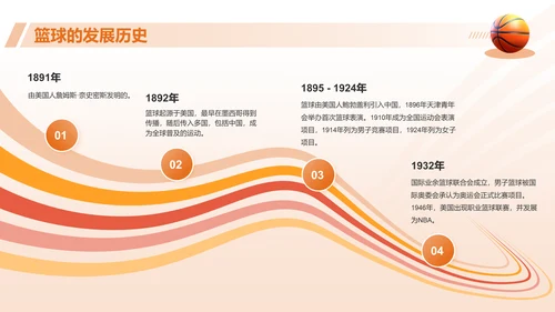 橙色3D风奥运会——篮球项目知识科普PPT模板