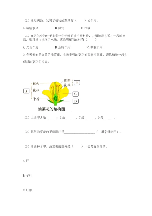 教科版四年级下册科学第一单元《植物的生长变化》测试卷精品【全优】.docx
