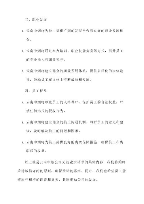 云南中烟无就业承诺书