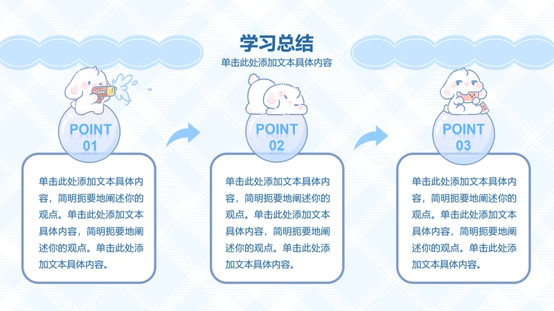 正文页-卡通风眠眠兔总结PPT单页