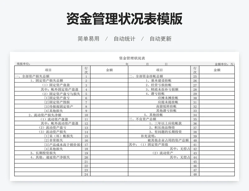 资金管理状况表模版