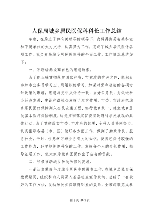 人保局城乡居民医保科科长工作总结.docx