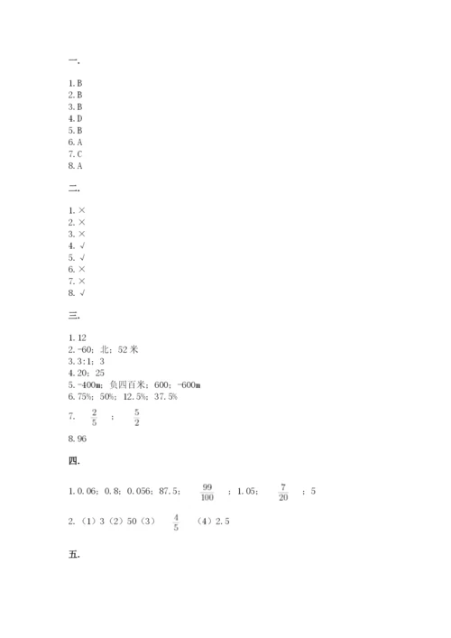 小学六年级下册数学摸底考试题及参考答案【基础题】.docx