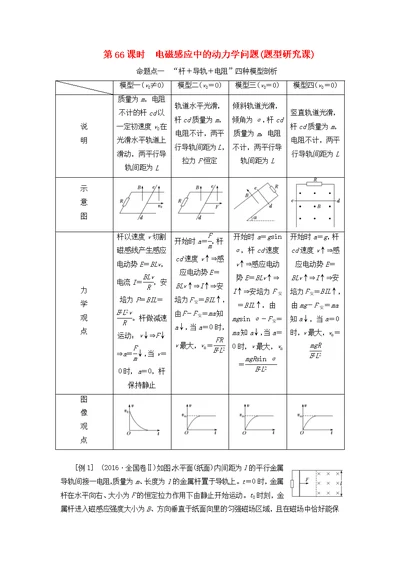 2020版高考物理第十章第66课时电磁感应中的动力学问题（题型研究课）讲义