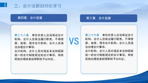 2024新修订中华人民共和国会计法新旧对比学习解读PPT