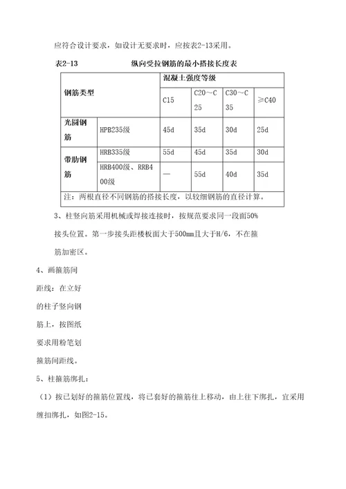 钢筋工程技术交底