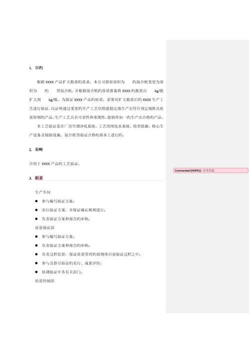 标准工艺验证专题方案模板.docx