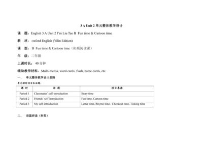 Unit 2 I’m Liu Tao B  Fun time & Cartoon time 单元整体