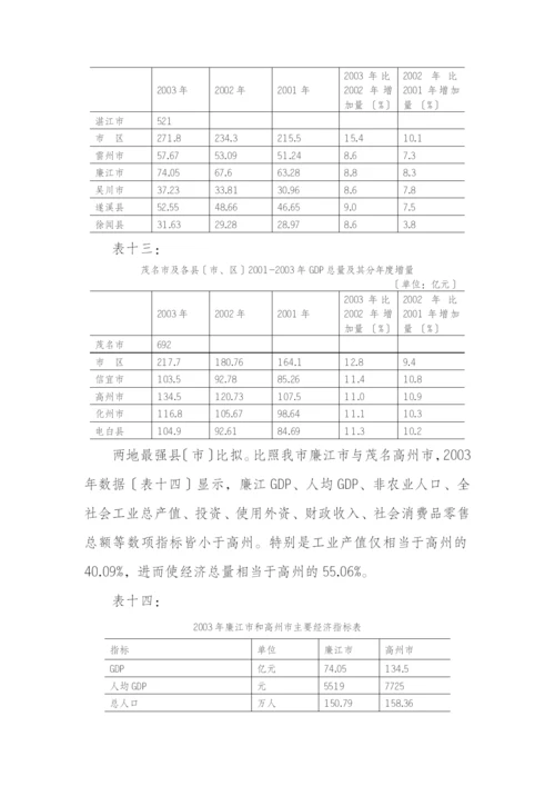 湛江与茂名经济发展比较分析.docx