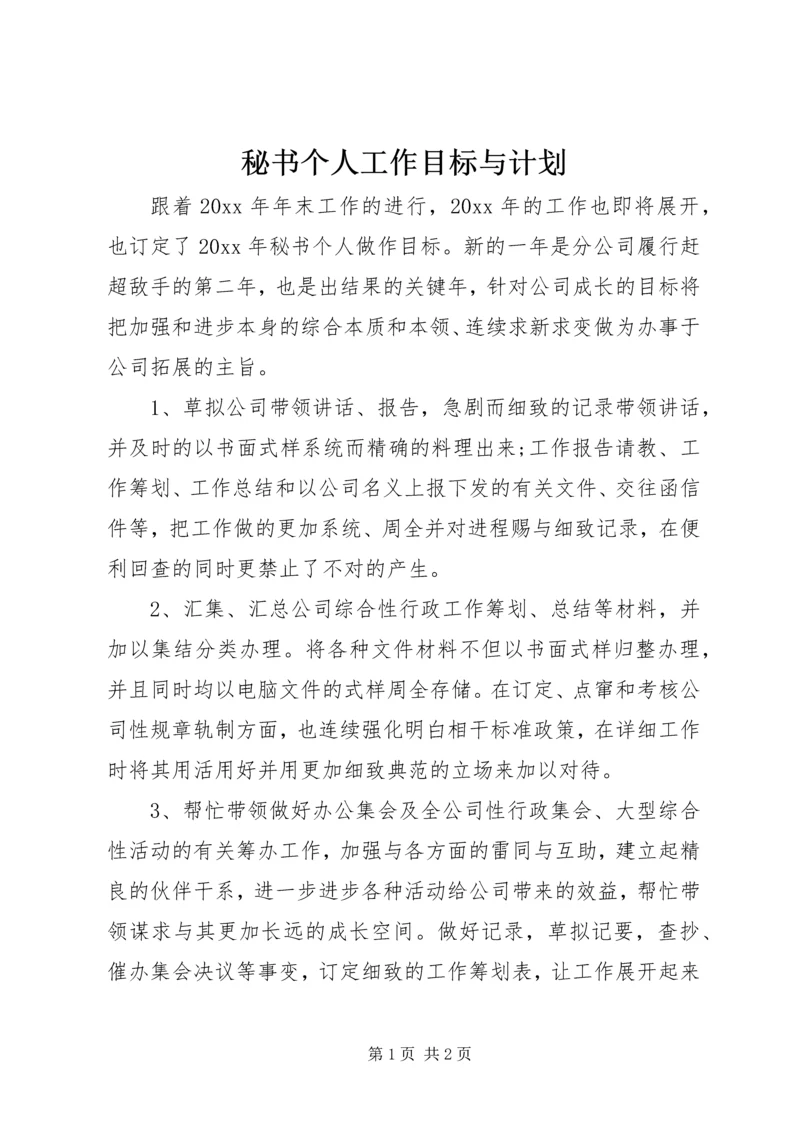 秘书个人工作目标与计划.docx