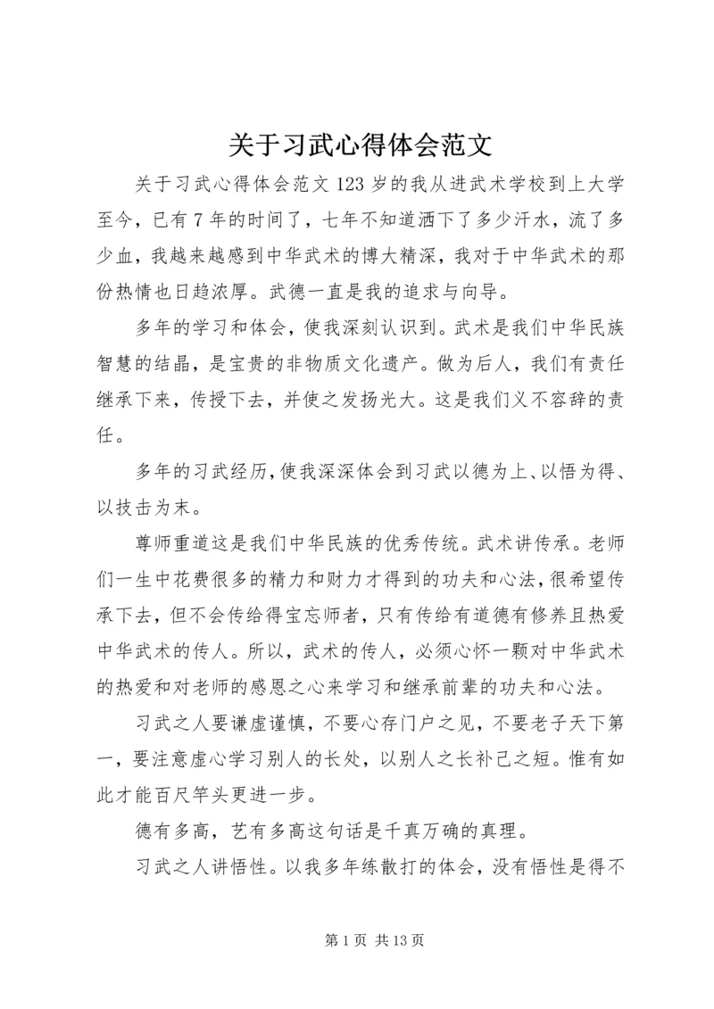 关于习武心得体会范文.docx