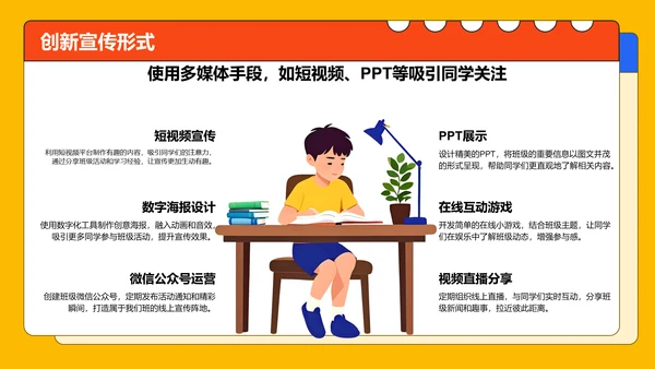 黄色插画风小学生竞选班委PPT模板