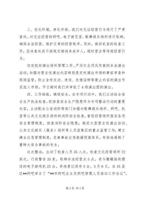 五一期间文化市场专项整治工作总结.docx