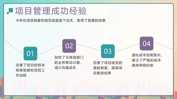 彩色渐变剪影项目经理年终总结汇报带内容PPT模板