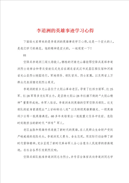 李道洲的英雄事迹学习心得