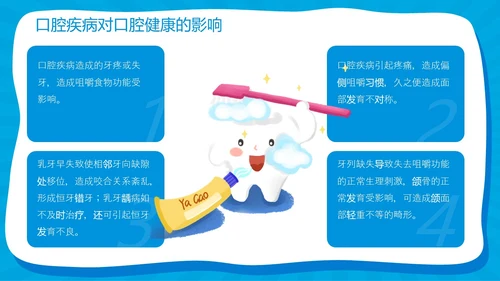 蓝色卡通简约风爱牙日主题班会教育主题课件