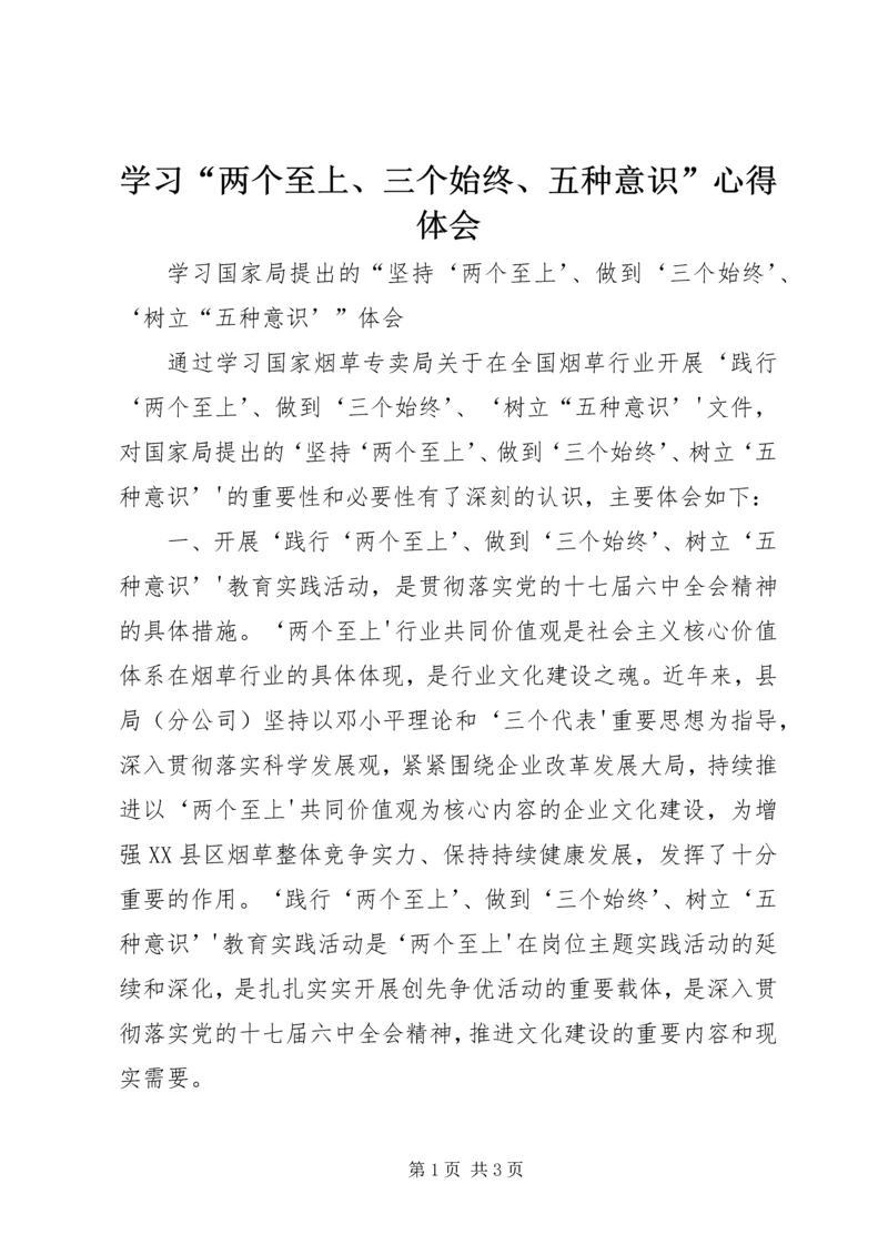 学习“两个至上、三个始终、五种意识”心得体会 (5).docx