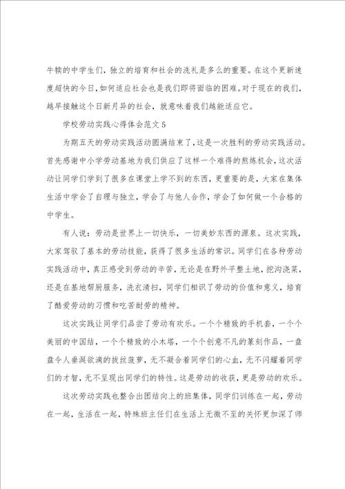 学校劳动实践心得体会范文十篇