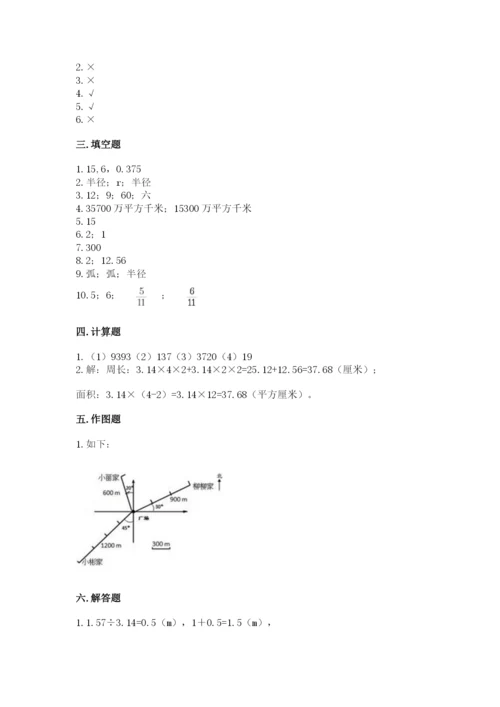 人教版六年级上册数学期末测试卷精品（黄金题型）.docx