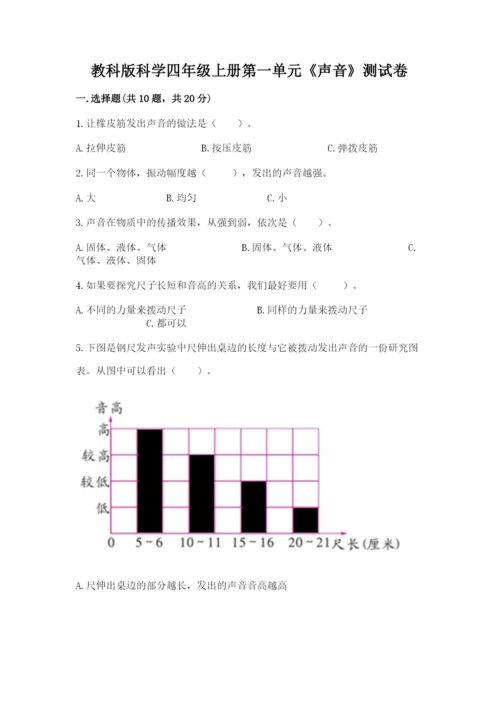 教科版科学四年级上册第一单元《声音》测试卷【夺冠】.docx