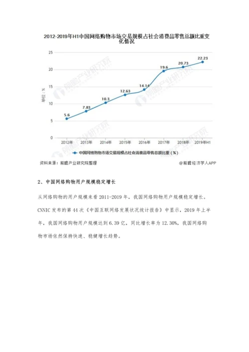 中国网络购物行业市场分析市场、用户规模逐年增长-阿里京东占据绝对优势.docx