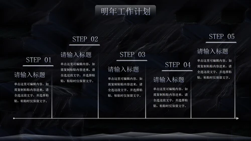 黑色简约高级纹理年终工作总结PPT模板
