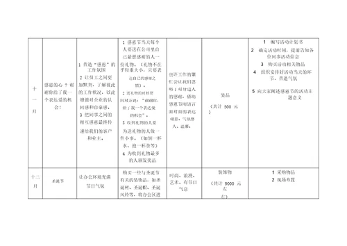 每月企业文化活动方案