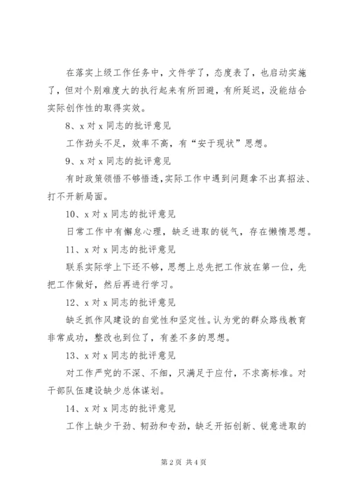 党员互相批评意见清单.docx