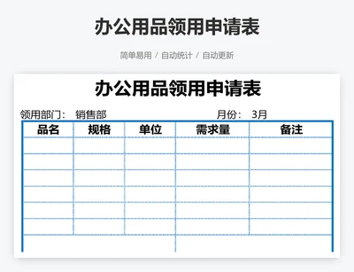 办公用品领用申请表