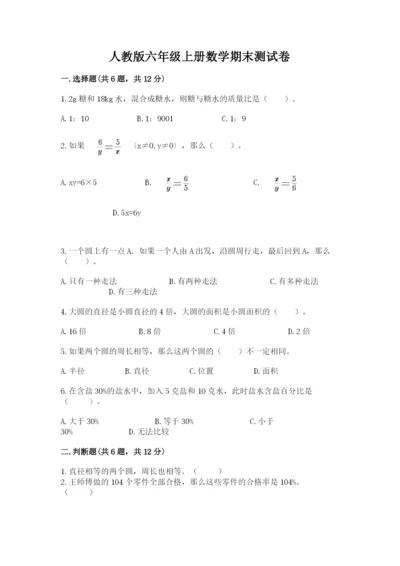 人教版六年级上册数学期末测试卷附完整答案（有一套）.docx