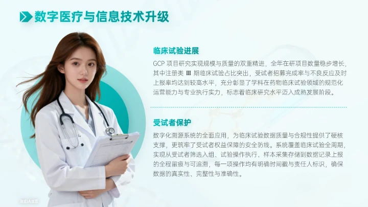 青色简约风医疗行业工作总结PPT模板