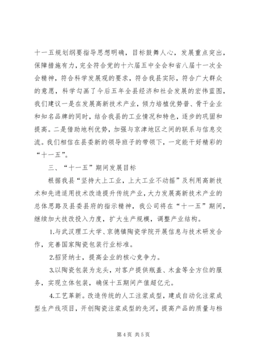 瓷业公司十一五规划座谈会发言材料 (5).docx