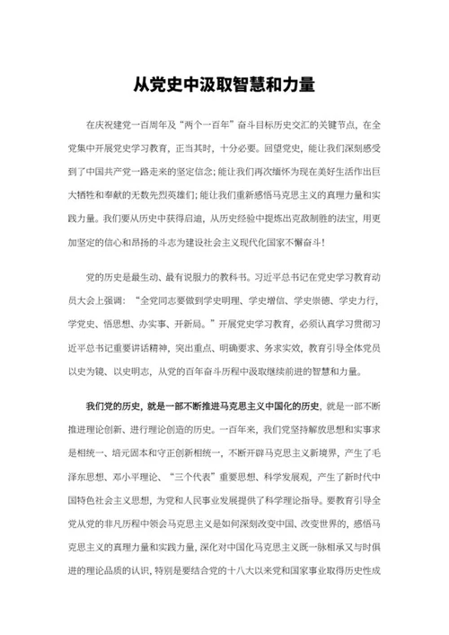 从党史中汲取智慧和力量word模板