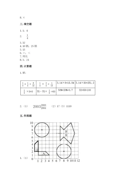 人教版小学六年级上册数学期末测试卷含答案解析.docx