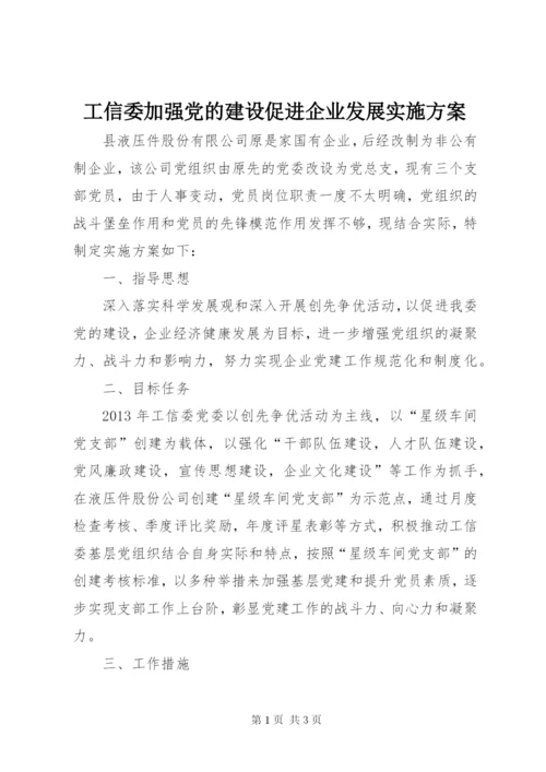 工信委加强党的建设促进企业发展实施方案.docx