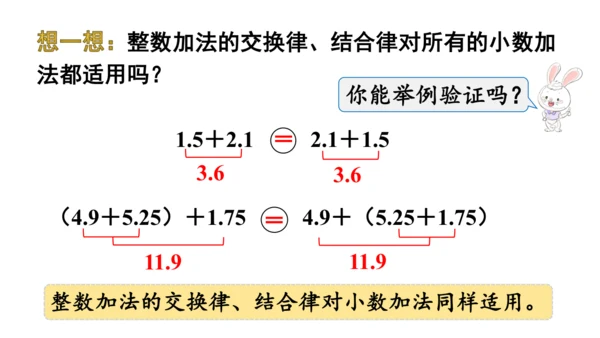 2024（大单元教学）人教版数学四年级下册6.4  整数加法运算律推广到小数课件（共20张PPT)