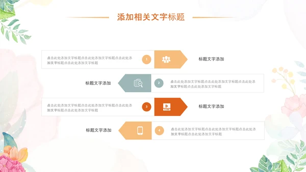 小清新时尚文艺韩范手绘花卉ppt动态模板