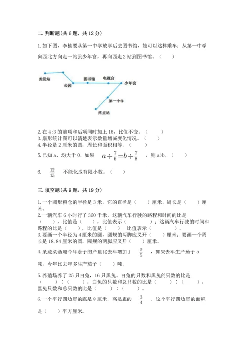 小学六年级上册数学期末测试卷往年题考.docx