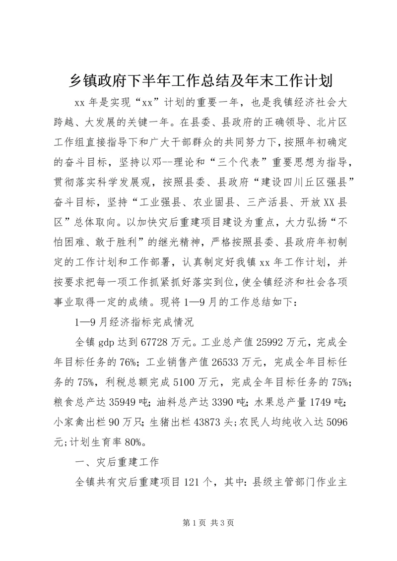 乡镇政府下半年工作总结及年末工作计划.docx