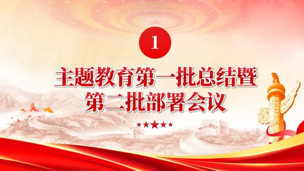 主题教育党课主题教育第一批总结暨第二批部署会议党建党课课件PPT