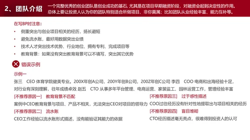 商业计划书自查手册ppt模板