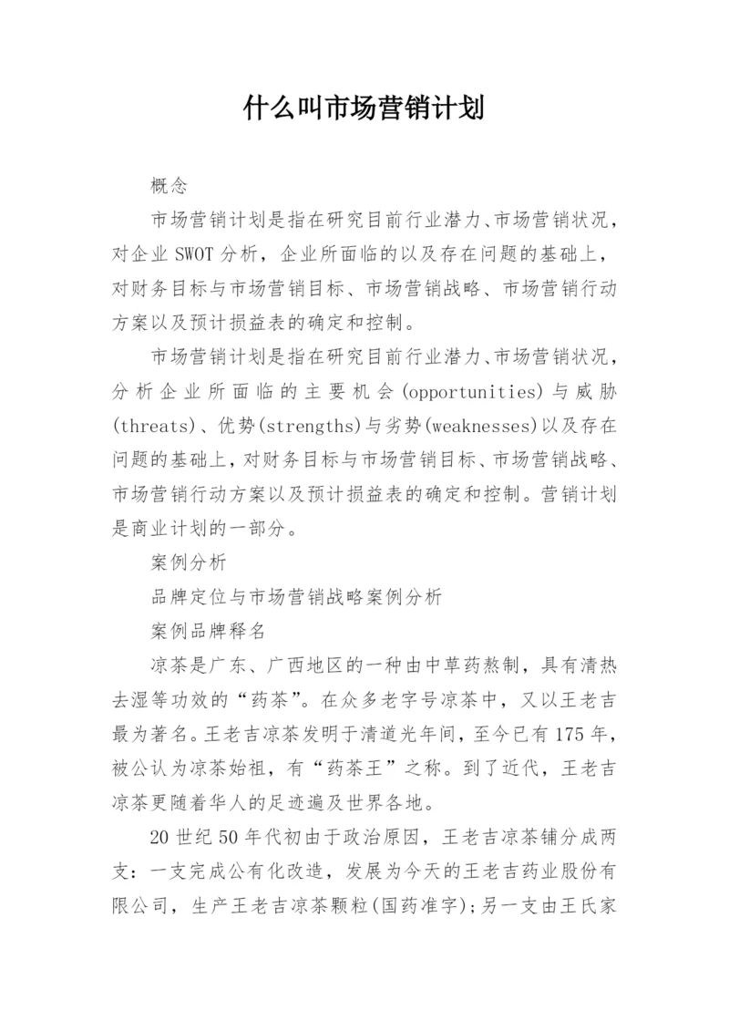 什么叫市场营销计划.docx