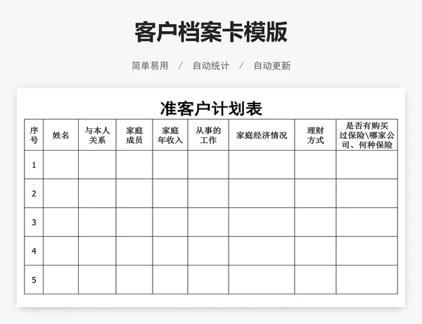 客户档案卡模版