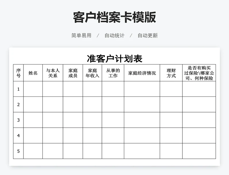客户档案卡模版